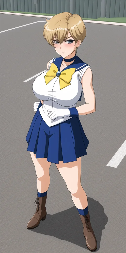 masterpiece, best_quality, highres, <lora:HaruMichi:0.45>, TenouHaruka, big_breasts, UranusSailorCollar, UranusSenshiUniform, UranusBow, UranusChoker, UranusTiara, UranusSenshiCollar, UranusGloves, UranusSkirt, Uranus_shoes, UranusShoes, UranusBackbow, 1girl, solo, standing