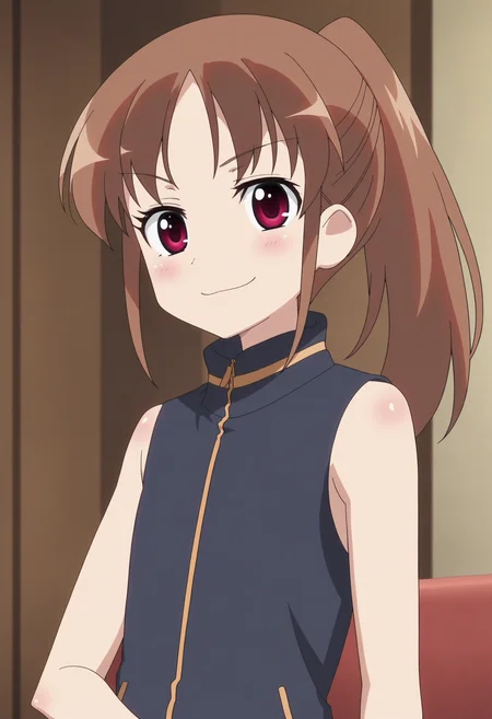 score_9, score_8_up, score_7_up, score_6_up, score_5_up, score_4_up , anime coloring ,BREAK source_anime, anime,screencap,
1girl, solo, shizuno, barefoot, track jacket, sleeveless, <lora:PonyXL Shizuno Takakamo V1:1>
indoors, upper body
smile, looking at viewer,