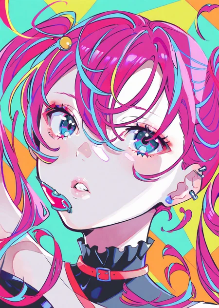by yoneyama mai, by poire
beautiful girl, age 19, hotpink hair,
portrait, parted lips, long hair, twintails, hair between eyes, looking at viewer, bangs,
piercing eyes
masterpiece, best quality, high quality, highres, absurdres, very detailed, high resolution, sharp, sharp image, 8k, vivid, colorful, stunning, anime, aesthetic
