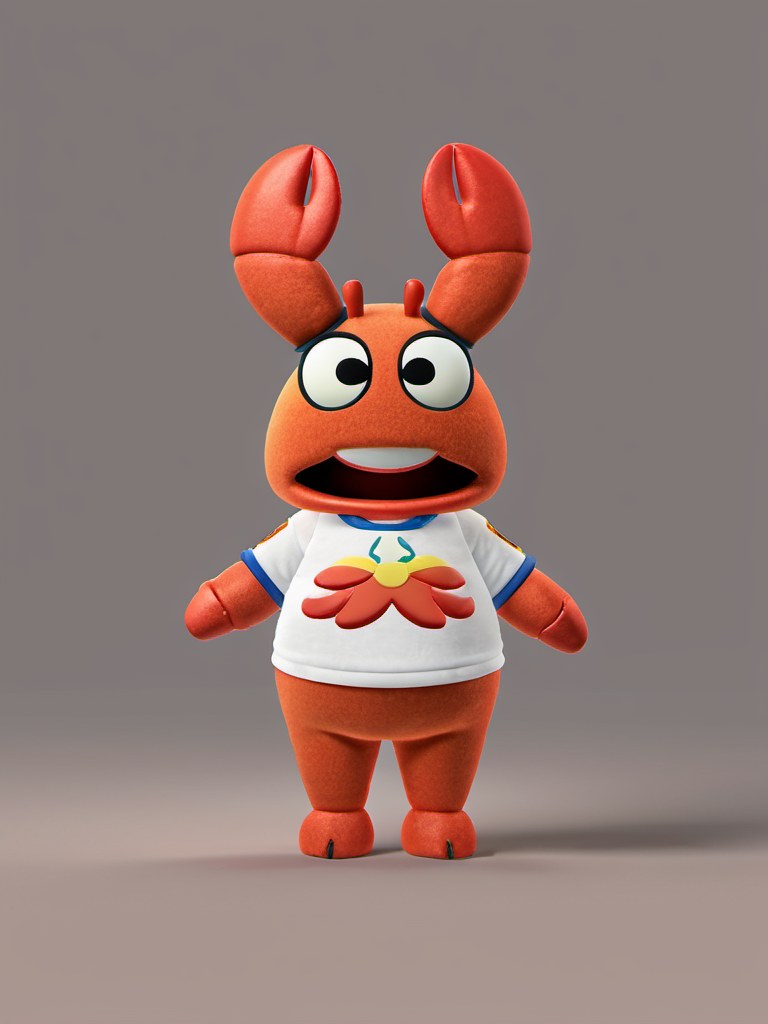 best quality,master piece, highly detailed,acs style,close up of a cute Lobster wear t-shirt costume standing,solo,simple background,octane render, volumetric, dramatic lighting, <lora:acs-000015:0.9>