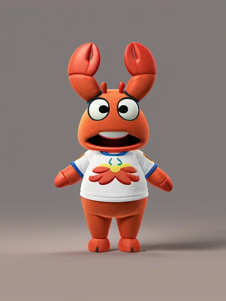 best quality,master piece, highly detailed,acs style,close up of a cute Lobster wear t-shirt costume standing,solo,simple background,octane render, volumetric, dramatic lighting, <lora:acs-000015:0.9>