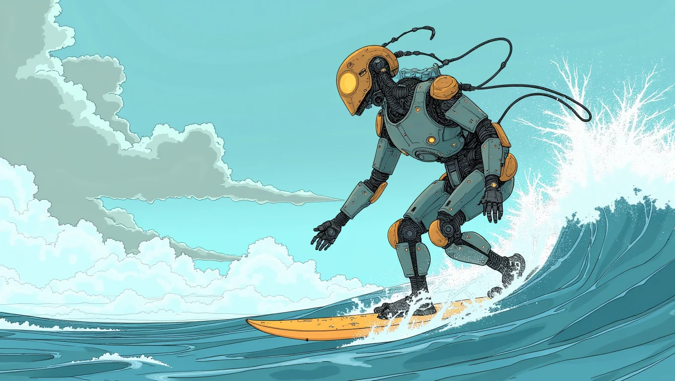 close up of A robot surfing in the ocean
<lora:Blue_Future:1.0>