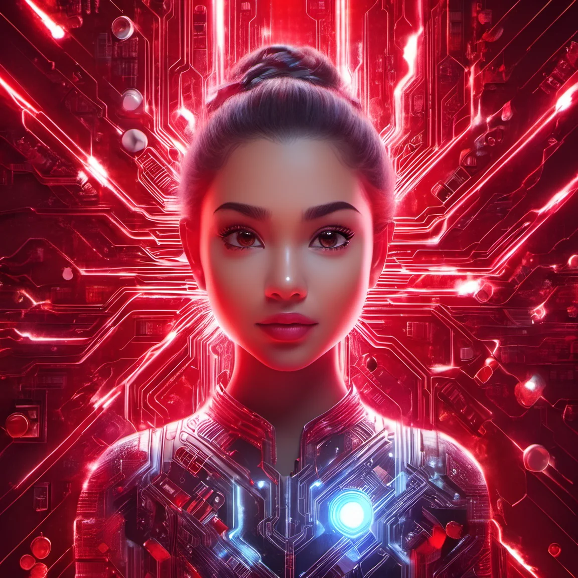 iccircuitart,red theme,<lora:iccircuitart:1>,, portrait of a CGI animation character, magical background, bright natural lighing, backlighting, professional studio quality, looking at camera, large round cute detailed eyes, detailed, cute, adorable, intricately detailed, fantasy art, digital painting