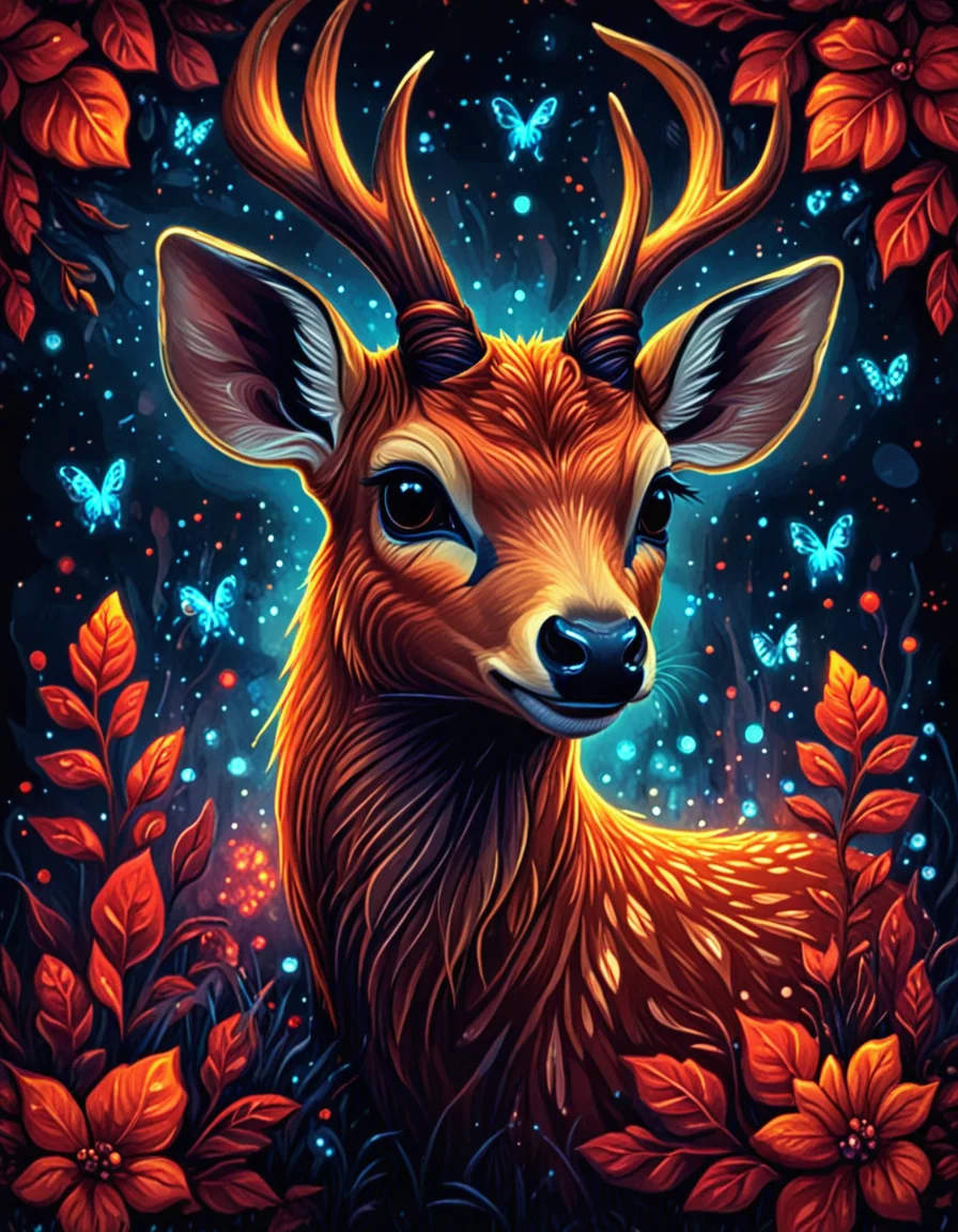 red muntjac <lora:novuschroma80 style:1> novuschroma80 style painting, <lora:sdxl_lightning_8step_lora:1>