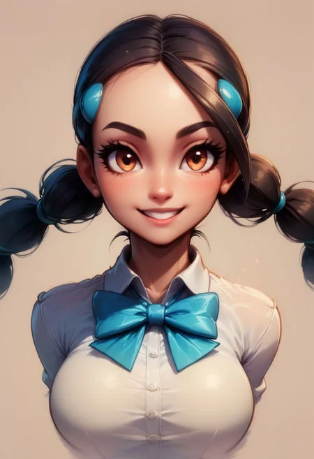 score_9, score_8_up, score_8, big breasts, (curvy), cute, eyelashes,
Faded Headshot, faded bottom, faded edges
head tilt, smile
BREAK,
zzCandice, hair ornament, twintails, hairclip, bowtie, white shirt,
BREAK,, zPDXL,