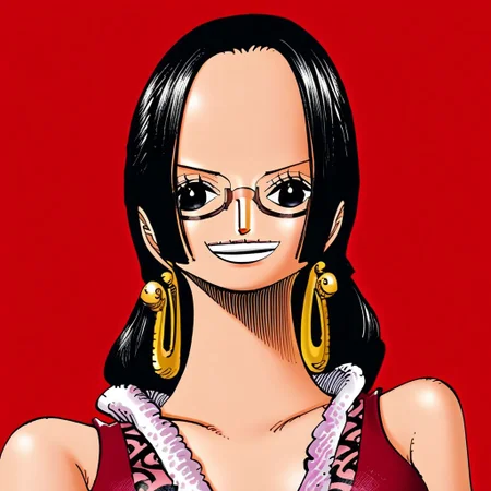 retroscifi, 
Boa hancock[One Piece::0.8],black hair,black eyes,black-framed glasses, smile, reddish face ,tilt head, camisole,upper body,close up sexy pose,nsfw,4k,high quality,facing the audience,  anime coloring ,anime,wallpaper,ultra highres,4K,photography,(Beautiful, large breasts:1.2),(beautiful face:1.2),masterpiece, best quality, high quality, detail, highres, score_8_upretroscifi, onepiecestyle, b0ahanc, 1girl, black hair, earrings, long hair,black eyes