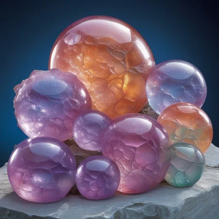 score_9, score_8_up, score_7_up, fluorite mineral, flu0rite, iridiscent, figures of various bubbles of different sizes and colors, ultrarealistic, creative, artistic