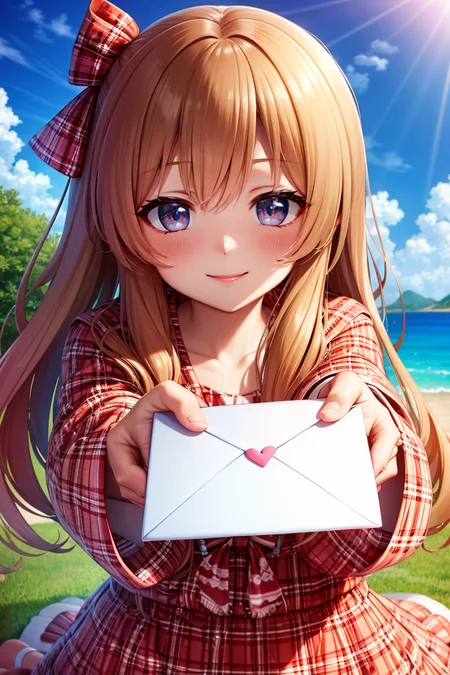 ultra-detailed, masterpiece, highest quality, love letter, pov,smile,blush <lora:loveletterv3:1>