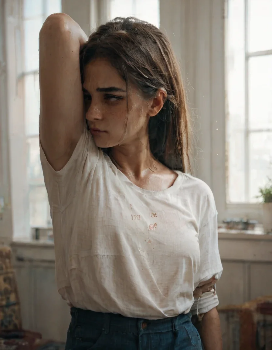 score_9, score_8_up, score_7_up, 1girl , sniffing armpit, <lora:DI_sniffing_armpit_pony:0.75>, (arm lowered:1.2)