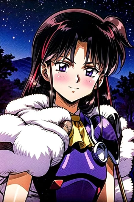 best quality 1girl Setsun4 solo long hair, (night time) forest background black hair very long hair purple eyes multicolored hair armor, small, (fur trim) (medium body),<lora:EMS-179-EMS:0.800000>,<lora:EMS-293862-EMS:0.800000> bow, hair_bow, hair_tubes, red_bow, brown_hair, long_hair, bangs, ascot, frilled_bow, yellow_ascot, blush, smile, hair_between_eyes, athletic, armor, miko, Smiling, happy, dragoon helmet, (helmet)