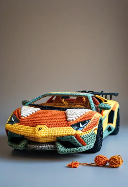Lamborghini, by saint exupery, crocheted style