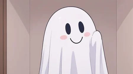 score_9, score_8_up, score_7_up,simple drawing,cute, smile , white ghost, 1 ghost, indoors, simple background<lora:white_ghost_il:1>
