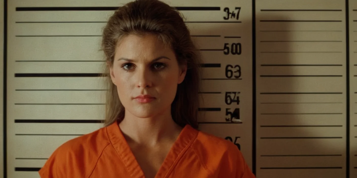 cinematic film still of <lora:cinematic vintage film:1.2>
Diffused Light fill light
1987
a woman in an orange shirt is standing in front of a mugshot cinematic vintage film style, shallow depth of field, vignette, highly detailed, high budget, bokeh, cinemascope, moody, epic, gorgeous, film grain, grainy