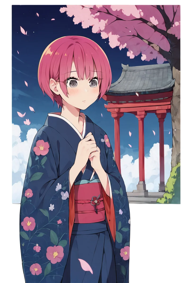 score_9, score_8_up, score_7_up, source_anime ,gray eyes , 1girl , intricate details, , prefect lighting, very aesthetic, , intricate details , masterpiece, high quality, prefect hands, best quality, masterpiece, high quality, prefect hands, best quality , small breast , blush , solo , ,outdoors,temple ,Nighttime, firework ,standing, blue kimono ,
, <lora:DetailedEyes_V3:1> <lora:tweak-detail-xl:1>
,MizukiPN , 1girl , light black eyes, gray eyes , pink hair , short hair , small breast , <lora:Suzushiro_Mizuki_Boku_Girl-000001:1>