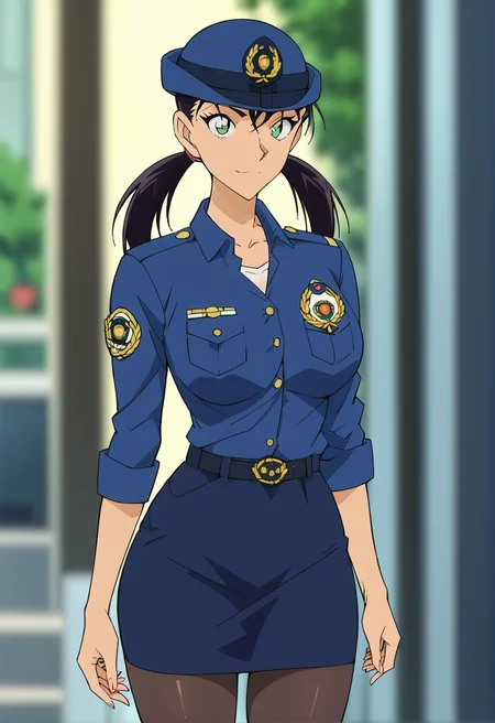 score_9, score_8_up, score_7_up, score_6_up, Light Outline,
(((1girl,solo,Portrait,front view,girl,))),
large breasts, thin thighs,thin hips,thin waist,
Miike Naeko,black hair,twintails,police uniform, cap, badge,pencil skirt, long sleeves,
(Sheer Textured Dark Pantyhose,blurry background, ),
<lora:PONY_Naeko_Miike_Anime_Detective_Conan:1>