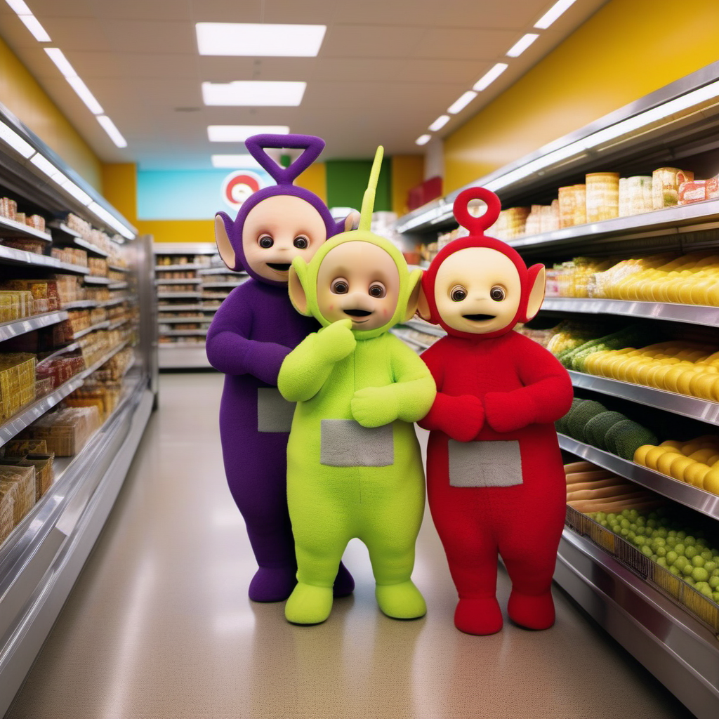 cinematic photo a teletubbie grocery shopping <lora:Teletubbies1024:0.8> . 35mm photograph, film, bokeh, professional, 4k, highly detailed