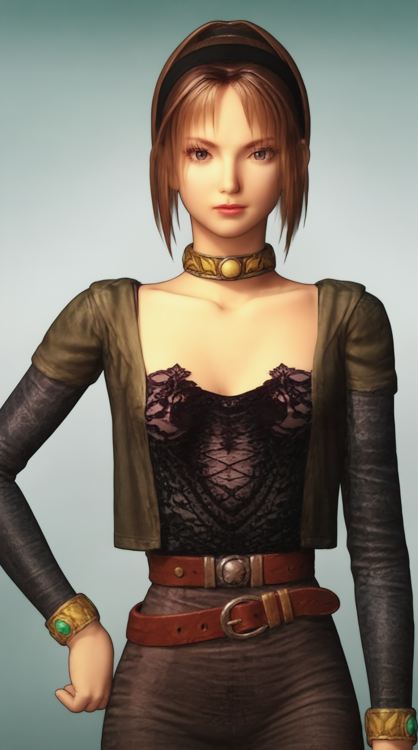 score_9, score_8_up, score_7_up, best background, detailed background, 4k, upscale, anime_source,  Koudelka Lasant, Main Outfit, solo, looking at viewer, hands on own hips  <lora:JN_Koudelka_Lasant_Pony:0.8>