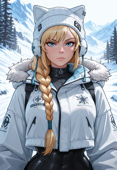 score_9, score_8_up, score_7_up, 1girl, solo, arctic explorer, insulated winter gear with fur trim and reflective accents, long braided blonde hair with a warm knitted hat, realistic, cinematic angle, cinematic lighting, athletic body, determined face, piercing blue eyes, adventurous pose
BREAK
trekking through a snowy mountain range
BREAK
source_adventure_art, rating_explicit, expressive, full body, dynamic pose
BREAK
detailed beautiful background, majestic snowy mountains with towering peaks and glistening ice formations, dense pine forests and frozen lakes, distant glaciers and icy waterfalls, serene atmosphere with a sense of adventure and endurance
<lora:Expressive_H:0.6>Expressiveh, (SimplepositiveXLv1:1.3), (upper body, full clothed:1.85) ((masterpiece)) (ultra realistic, 32k, masterpiece:1.2), (high detailed skin:1.1), (high quality:1.1) (((full clothed))) <lora:DandonFuga_Style_v.2_-_Pony:0.8> 
<lora:add-detail-xl:1> 
<lora:Dynamic Poses:1>