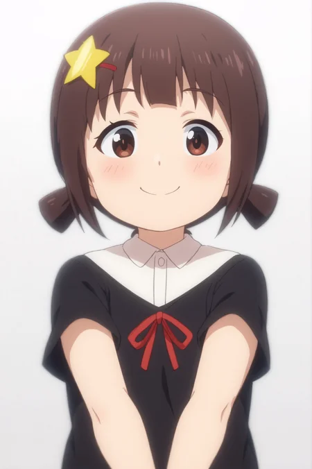 <lora:Komekko:0.7>, Komekko, white background, upper body, smile, looking at viewer, child <lora:sdxl_lightning_4step_lora:1>