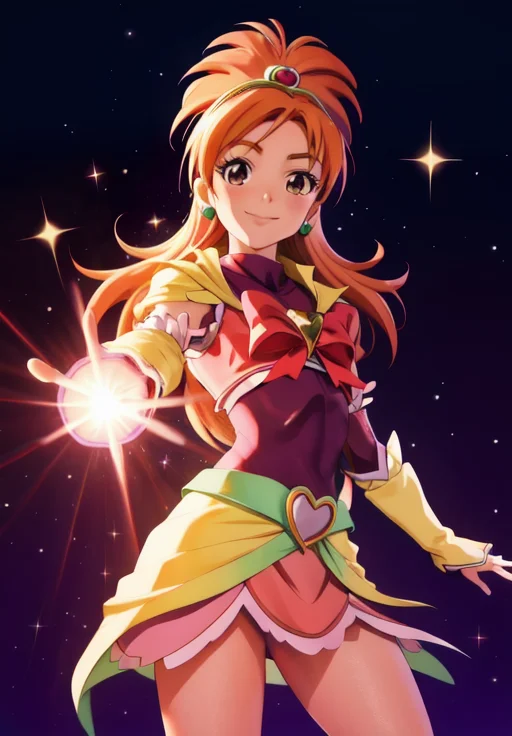 <lora:Pretty_Cure:0.8>, Hyuuga_Saki, 1girl, smile, (magical, magnificent, masterpiece:1.3)