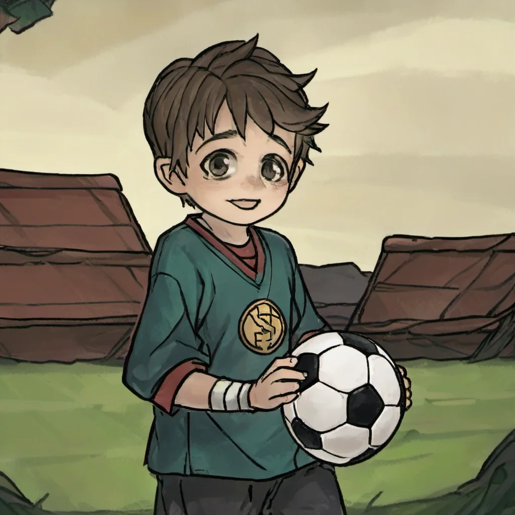Portrait of a little boy playing football <lora:XYå 大:1>