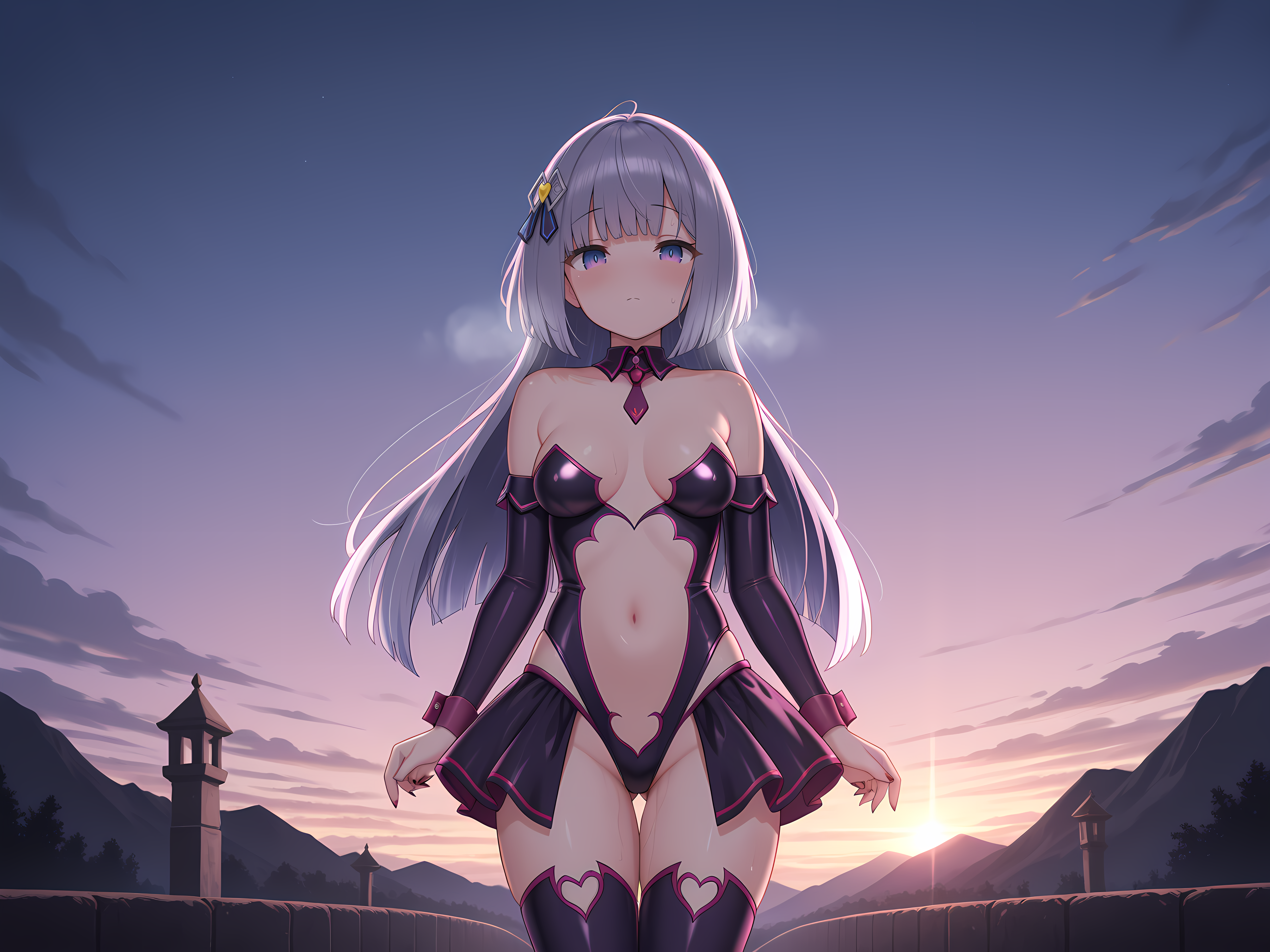 <lora:1:0.7>,1girl,selenoxia,succubus outfit,outdoors,showgirl skirt,medium breasts,looking at viewer,navel,, masterpiece,best quality,amazing quality,