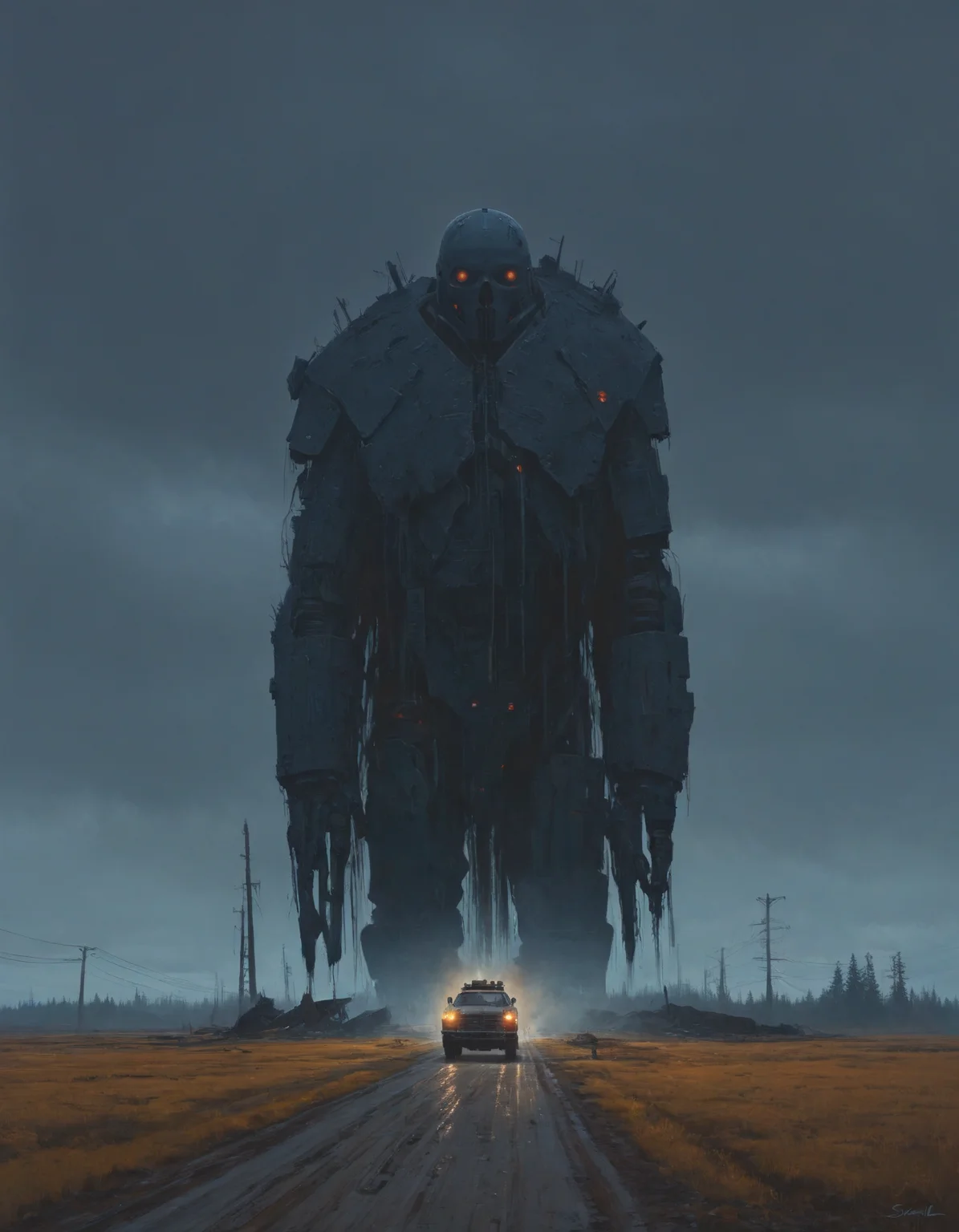 by simon stålenhag, (dark but beautiful:1.4), (masterpiece, best quality:1.4) , in the style of nicola samori,
<lora:epi_noiseoffset2:0.5> <lora:add-detail-xl:1> <lora:xl_more_art-full_v1:0.5> <lora:NicolaSamori:0.7>