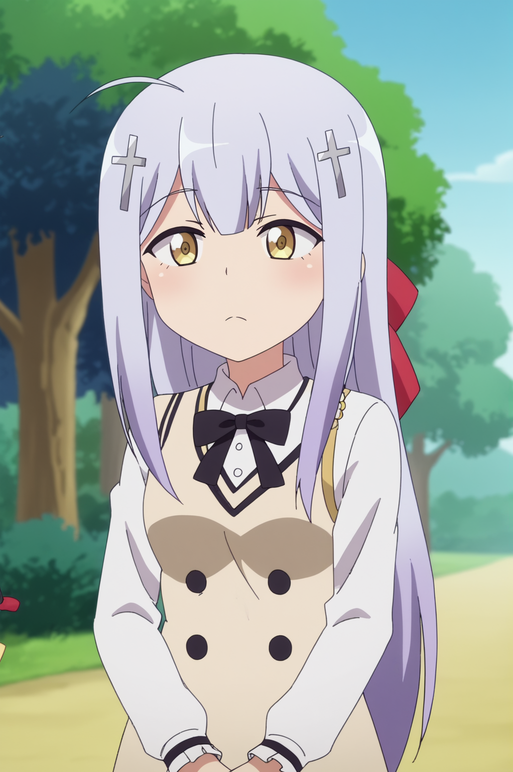 anime screencap, rating safe, Raphiel Ainsworth Shiraha, upper body <lora:Gabriel_DropOut-Raphiel_Ainsworth_Shiraha-PDXL:0.8>