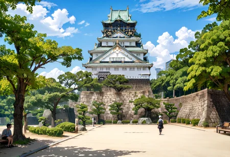 masterpiece, best quality, very aesthetic, absurdres,
Osaka Castle, scenery, sky, outdoors, architecture, cloud, day, east asian architecture, blue sky, tree, stone wall, wall, building, cloudy sky
<lora:Osaka_Castle_SDXL_V1:1>