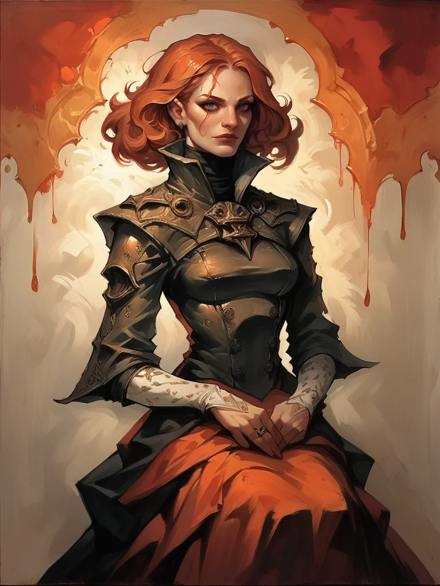 score_9, score_8_up, score_7_up, score_6_up, score_5_up, <lora:gopXLP:0.9> gop, oil painting \(medium\), 1girl ginger, high collar dress, grey eyes,