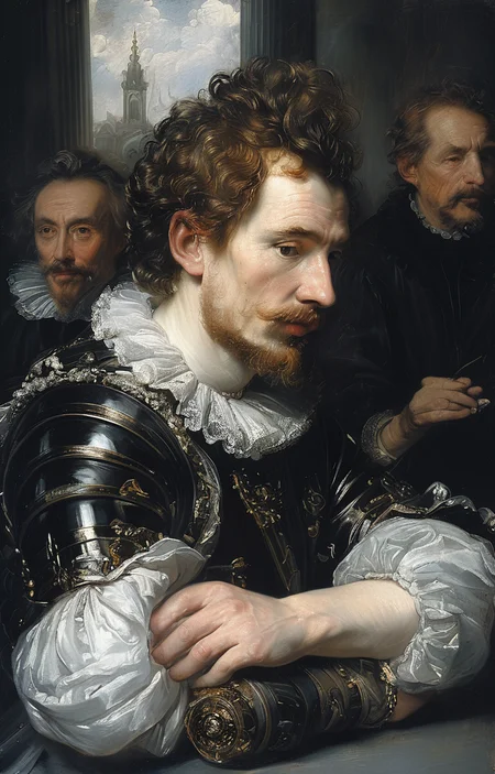 masterpiece,best quality,<lora:tbh218-sdxl:0.9>,illustration,style of Anthony van Dyck cyberpunk city