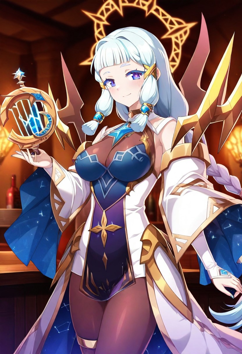 (masterpiece) ,best quality,amazing quality,very aesthetic,absurdres,newest, anime style, BREAK Astromancer_Elena, luxury tavern, drinking wine