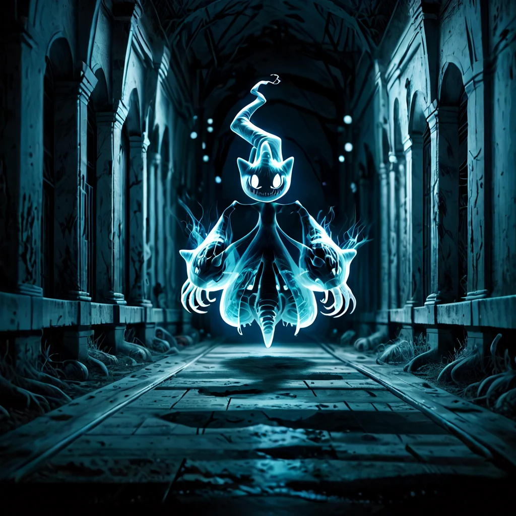 score_9, score_8_up, score_7_up, score_6_up, full-length portrait, solo, blurred background, haunted swamp, dark hallway, creepy, dark, night, pokemon (creature), banette_mega, cinematic, dynamic angle, dynamic pose, motion blur, floating towards viewer, action <lora:POKEMON_BANETTE_MEGA:1> <lora:XRayStylePony:1.5> XRayStyle (transparent:0.5), (see-through:0.6) <lora:dark_v1.9-pony:1> dark theme, dim light