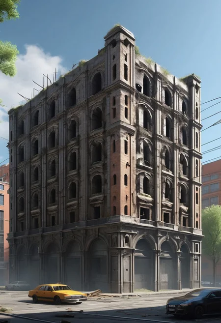 (photorealistic), city ruin, cf_style, (masterpiece), score_9