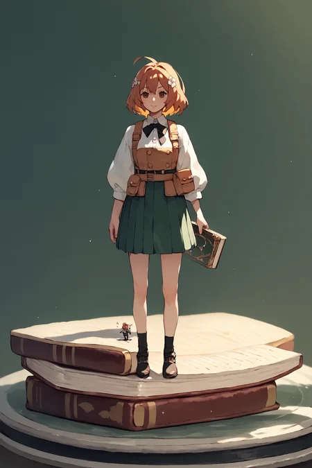 <lora:mini-people:1> minipoeple, minigirl, woman standing next to regular sized book, regular sized objects, <lora:RD-MAnon-XLV1.1:1>, , source_anime, score_9_up, score_7_up, score_8_up