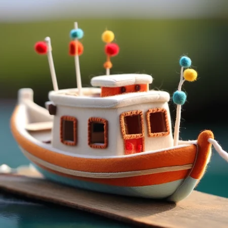 A lovely little boat <lora:[XL]Felt_Craft:1>