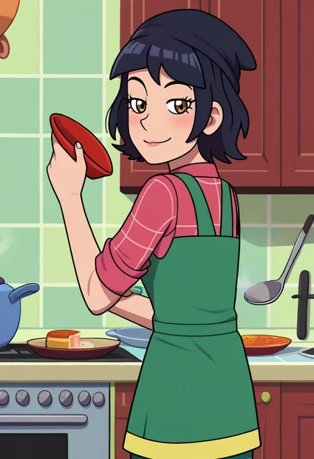 1girl, in kitchen, cutting avacado, CHJanna, CHJanna wearing jan outfit, solo,