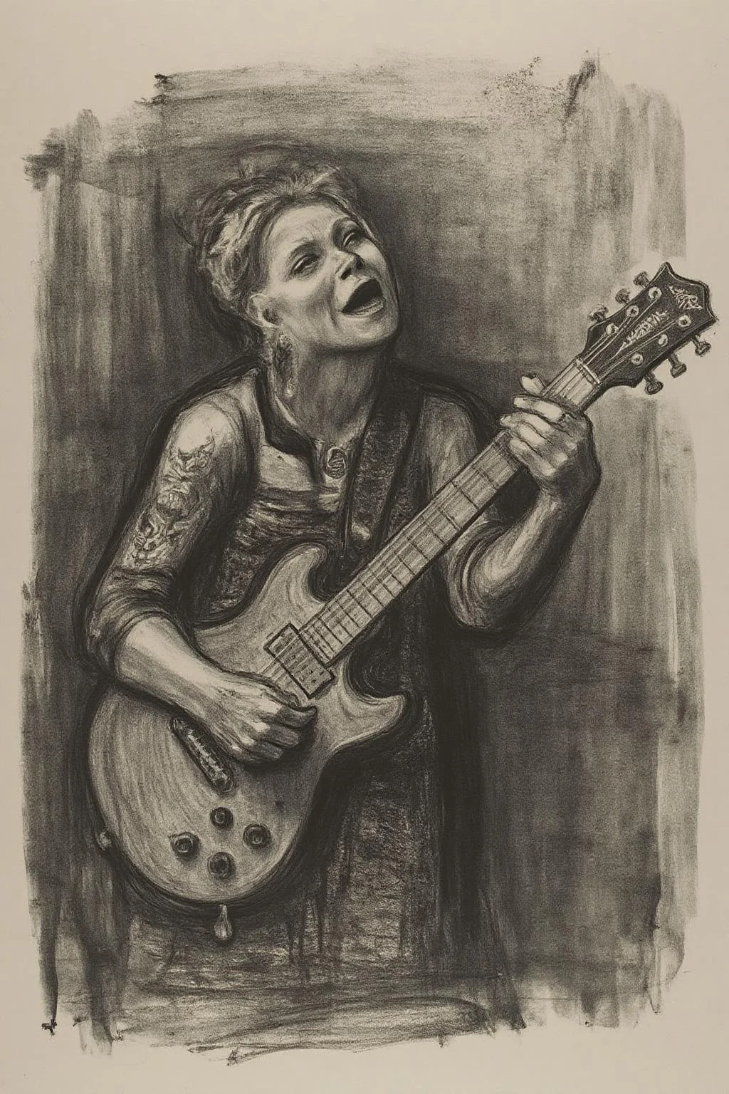 kako1 black and white charcoal drawing.
punk sailor moon playing a guitar at a heavy metal mosh pit, tattoos, piercing. <lora:kako1_litho_nocap_d6a3:1.0><lora:814706316527458258:0>