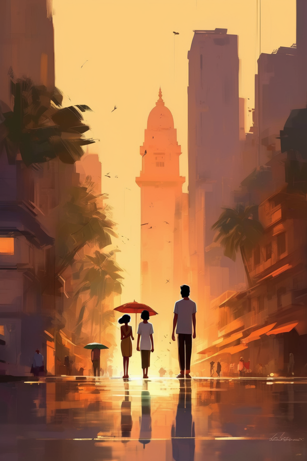 <lora:Atey Ghailan style:1>Atey Ghailan style - Mumbai in a style of Pascal Campion