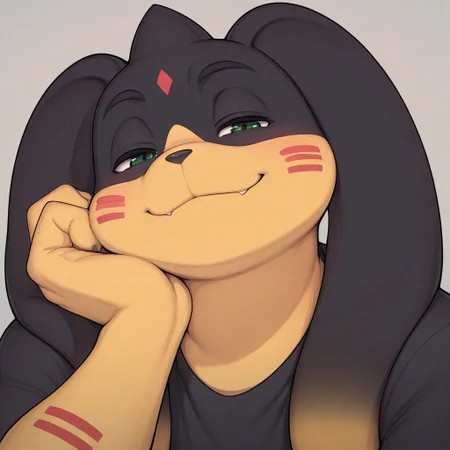 masterpiece, detailed background, best quality, absurd res, high detail, aesthetic, detailed, smooth drawing,
Solo, 1boy, Garviel, gargomon, 1boy, anthro male, red markings, plump, furry male, yellow/black body, smile, seductive, smug smile, head rest,
Grey background, face focus, close up,