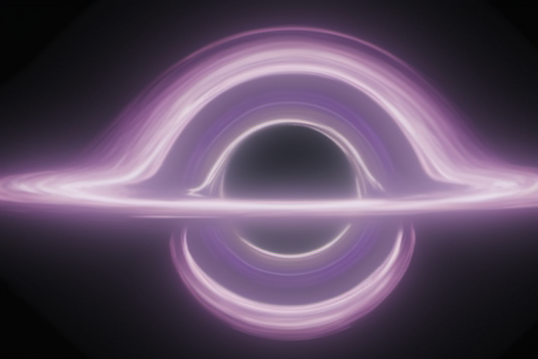 a blackhole with a bright purple fiery accretion disk