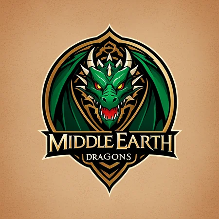 logomkrdsxl, head of a dragon , sports team logo, vector, text "Middle Earth Dragons", <lora:logomkrdsxl:1>, best quality, masterpiece,