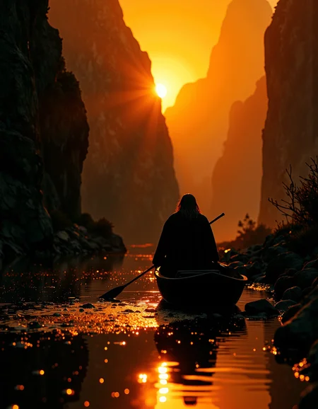 A highly detailed cinematic photography.
Boat, dripping, water, reflections, transparency, provoking, vivid color, Mordor: A dark and evil land ruled by the dark lord Sauron, Ernst Haas, golden hour.