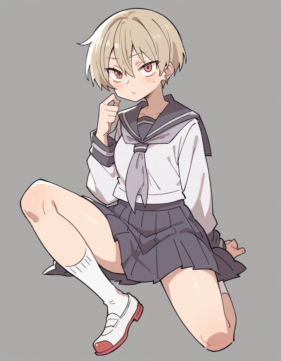 zPDXL, score_9, score_8_up, score_7_up, score_6_up, score_5_up, score_4_up, 1girl, solo,
<lora:Maa:0.8> maa, flat color, serafuku, school uniform, pleated skirt, socks, white footwear, uwabaki, looking at viewer,