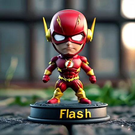 <lora:Cute_Collectible:1>,"The Flash" written,35mm photograph,film,bokeh,professional,4k,highly detailed,<lora:The Flash:1>, The Flash,