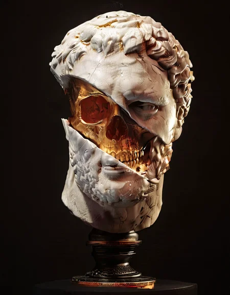 Hyperrealistic art cinematic still fflix_inlight, no humans, black background, simple background, statue, still life, crack, teeth, skull, gold . emotional, harmonious, vignette, highly detailed, high budget, bokeh, cinemascope, moody, epic, gorgeous, film grain, grainy", "cinematic photo fflix_inlight, no humans, black background, simple background, statue, still life, crack, teeth, skull, gold . 35mm photograph, film, bokeh, professional, 4k, highly detailed", "fflix_inlight, no humans, black background, simple background, statue, still life, crack, teeth, skull, gold, extremely detailed, 8 k, trending on artstation, cinematic
<lora:InnerLightXL-000013:1> . Extremely high-resolution details, photographic, realism pushed to extreme, fine texture, incredibly lifelike