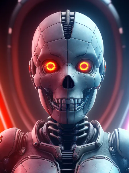 (emb-rrf2:1.0),(highly detailed:1.2),(best quality:1.2),(8k:1.2),sharp focus,(subsurface scattering:1.1),(award-winning photograph:1.3)
(one cyborgundead skull:1.2), neon glow,face centered,(standing in a futuristic spaceport:1.3)
(highly detailed background:1.2),(sci-fi horror:1.2), (knollingcase:1.1),(dreamlikeart:1.0), dramatic lighting