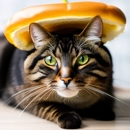 [[[KittyPic-SDv2]]] in a burger, hamburger, catburger costume