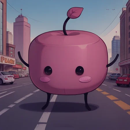 score_9, score_8_up, <lora:NSJunimoStardew:1> NSJunimoStardew, pink skin, blush stickers, no mouth, solid circle eyes, black eyes, sprout on head, creature, no humans, full body, cap, city, outdoors, cars, planes
