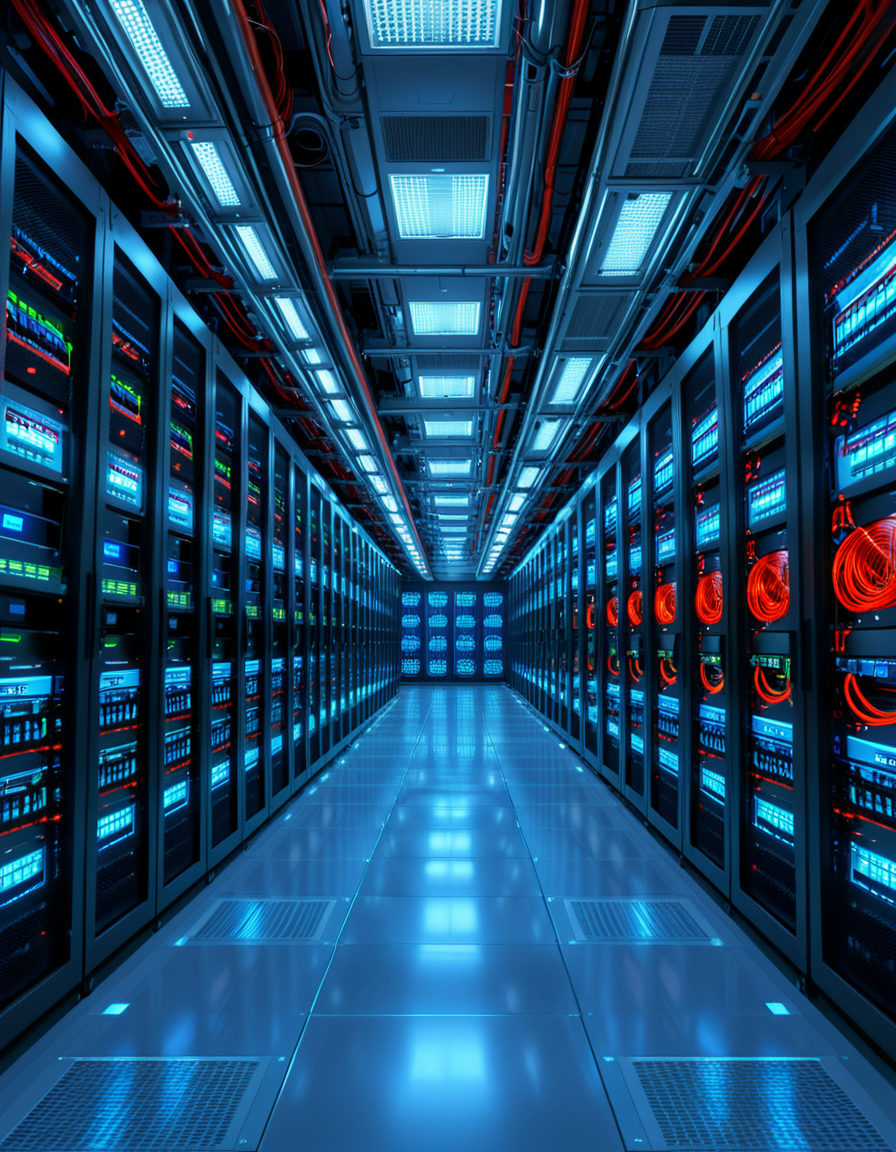 A high-security server room with dim, cold blue lighting and rows of towering black server racks filled with blinking LED indicators. The air is sterile, with a faint hum of cooling fans and the soft beeping of data transfers. Thick, reinforced cables snake across the floor, connecting the machines to a central security terminal displaying encrypted code on multiple high-resolution monitors. The walls are lined with biometric scanners, surveillance cameras, and warning signs indicating "Restricted Access" and "Cyber Threat Level: High." A red emergency light subtly glows in the background, casting a sense of urgency. The atmosphere is ultra-modern and highly secure, evoking the feeling of a top-secret data vault or cyber warfare control center.
<lora:SDXLFaeTastic2400:0.4> <lora:extremely_detailed:0.4> extremely detailed, <lora:high-security_s3rv3r_r00m:1>,high-security s3rv3r r00m, Masterpiece,best quality,hi res,8k,hi res,8k,award winning,(sharp focus, intricate, highly detailed),